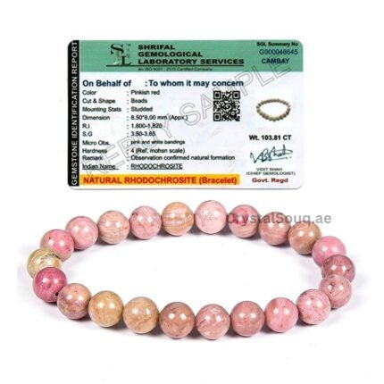 REBUY Rhodochrosite Bracelet 8mm Healing Crystal Beads Jewelry