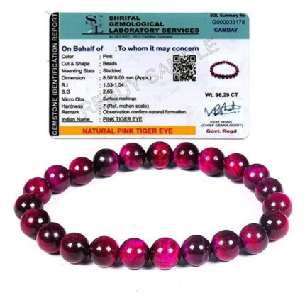 REBUY Pink Tiger Eye Beads Bracelet Healing Crystal Jewelry