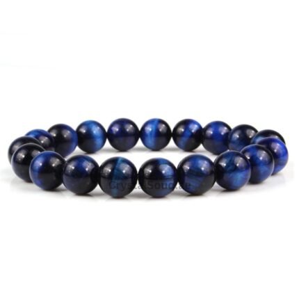REBUY Natural Blue Tiger Eye Beads Bracelet Healing Crystal Jewelry