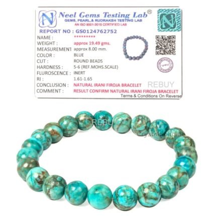 REBUY Natural Certified Turquoise Firoza Beads Bracelet Healing Crystal Jewelry