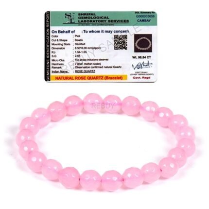 REBUY Natural Rose Quartz Beads Bracelet 8 mm Healing Crystal Jewelry