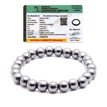 REBUY Natural Hematite Beads Bracelet Healing Crystal Jewelry 8 mm Beads