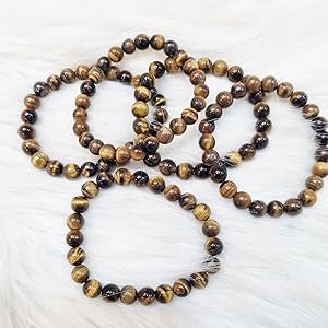 REBUY Dubai Natural Tiger Eye Stone Beads Bracelet 8 mm