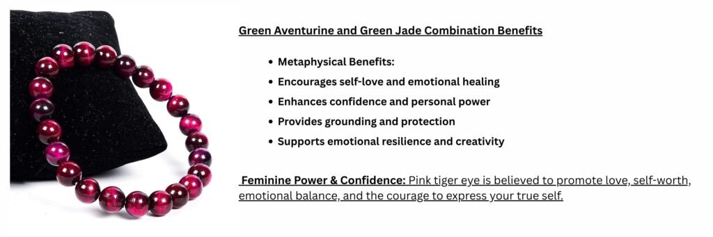 Natural Pink Tiger Eye Beads Bracelet 8 mm Size Healing Crystal Jewelry