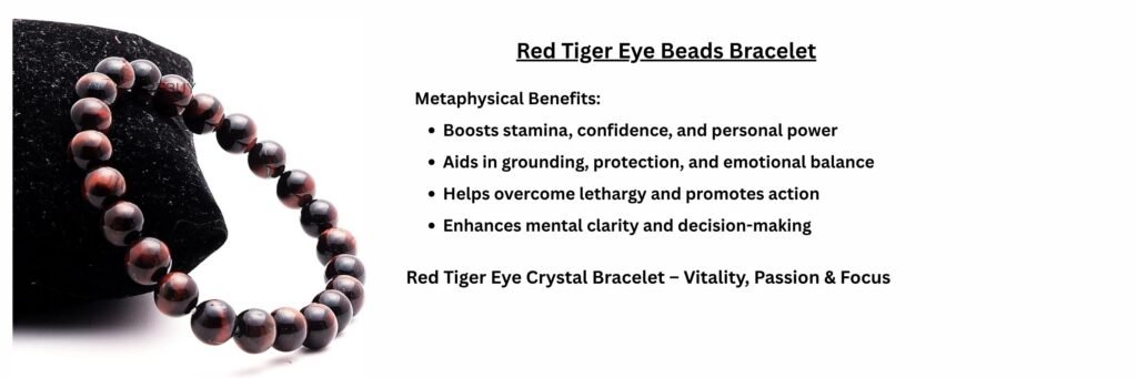REBUY Natural Red Tiger Eye Beads Bracelet Healing Crystal Bracelet