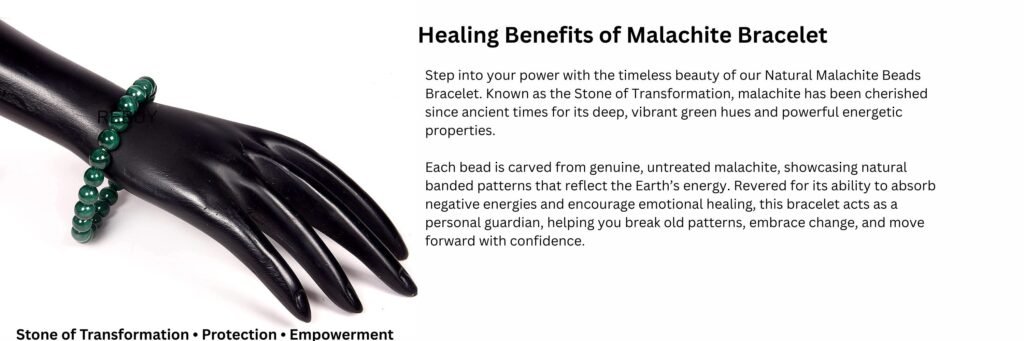 REBUY Natural Malachite Beads Bracelet Healing Crystal Semi Precious Beads Jewelry