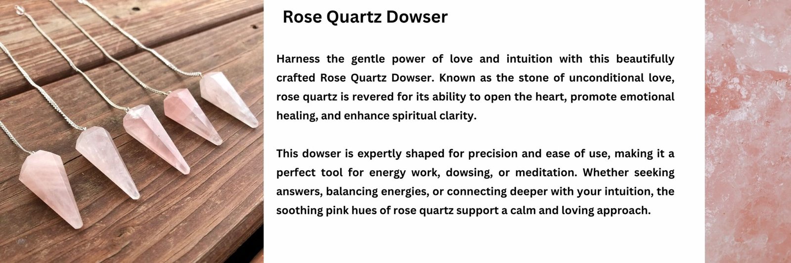 REBUY Rose Quartz Dowser Pendulum Banner