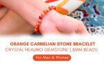 REBUY Natural Carnelian Stone Beads Bracelet 8 mm Crystal Healing Jewelry