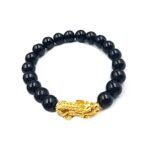 Natural Tourmaline Beads with Pixiu Charm Bracelet