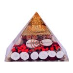 Pyramid : Rudraksha Gomti Chakra Chirmi Beads Pyramid for Reiki Healing/Vastu Fengshui/Meditation/Yoga/Home & Office Decor Gift (8inch x 9inch)
