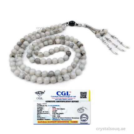 CRYSTAL SOUQ Rainbow Moonstone 99 Beads Tasbeeh