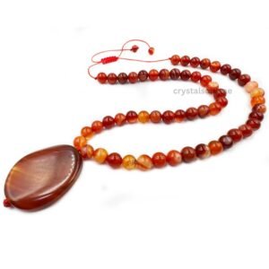 Natural Carnelian Beads and Pendant Necklace