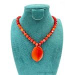 Natural Carnelian Necklace with Pendant contemporary design