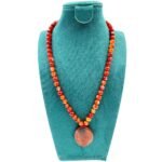 REBUY Carnelian Pendant Necklace with Adjustable Macramé Thread Clasp