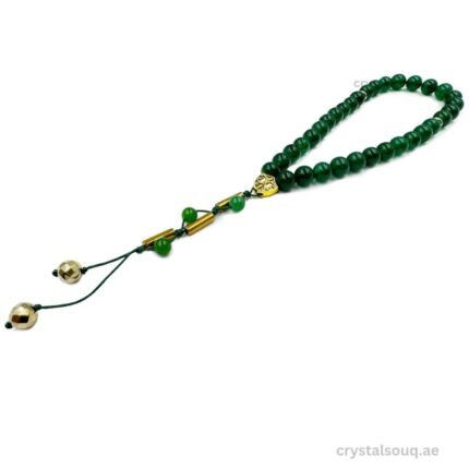 Crystal Souq Green Jade 33 Beads Tasbeeh Golden Pipe Tassel
