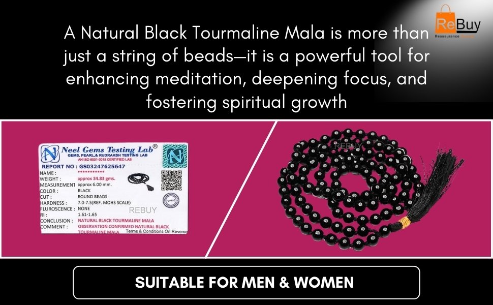 Natural Black Tourmaline Mala 6mm
