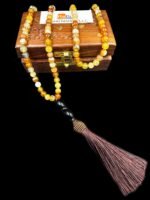 Crystal Souq Natural Amber Stripe Agate 99-Bead Tasbeeh – Warm Healing Gemstone Misbaha with Wooden Gift Box - Image 3