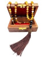 Crystal Souq Natural Amber Stripe Agate 99-Bead Tasbeeh – Warm Healing Gemstone Misbaha with Wooden Gift Box - Image 5