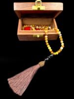 Crystal Souq Natural Amber Stripe Agate 99-Bead Tasbeeh – Warm Healing Gemstone Misbaha with Wooden Gift Box - Image 6