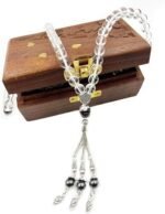 Clear Quartz Islamic Prayer 99 Beads Tasbih | Natural Stone Misbaha for Unisex Adults | For Peaceful Meditation and Positive Energy | Bead Size : 8mm | Pack of 1 - Image 3