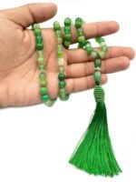 Crystal Souq Natural Green Stripe Agate 99-Bead Tasbeeh – Balancing Gemstone Misbaha with Wooden Gift Box - Image 2