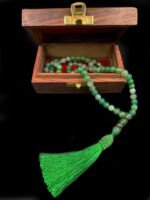 Crystal Souq Natural Green Stripe Agate 99-Bead Tasbeeh – Balancing Gemstone Misbaha with Wooden Gift Box - Image 4
