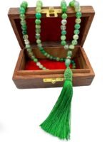 Crystal Souq Natural Green Stripe Agate 99-Bead Tasbeeh – Balancing Gemstone Misbaha with Wooden Gift Box - Image 5