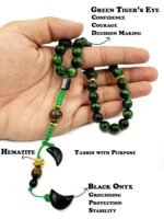 Natural Green Tiger eye  Stone Tasbeeh 33 Beads - Image 2