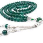 Islamic Prayer Beads Tasbih Natural Green Jade Stone Misbaha Rosary Tasbeeh Counter 99 Beads Women Tasbih Prayer Beads, Stone Green Jade, By REBUY, Bead Size 8 mm,