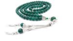 Islamic Prayer Beads Tasbih Natural Green Jade Stone Misbaha Rosary Tasbeeh Counter 99 Beads Women Tasbih Prayer Beads, Stone Green Jade, By REBUY, Bead Size 8 mm,