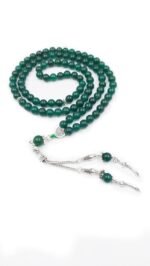 Islamic Prayer Beads Tasbih Natural Green Jade Stone Misbaha Rosary Tasbeeh Counter 99 Beads Women Tasbih Prayer Beads, Stone Green Jade, By REBUY, Bead Size 8 mm, - Image 2