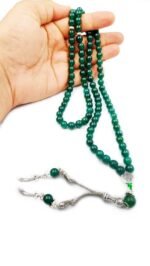 Islamic Prayer Beads Tasbih Natural Green Jade Stone Misbaha Rosary Tasbeeh Counter 99 Beads Women Tasbih Prayer Beads, Stone Green Jade, By REBUY, Bead Size 8 mm, - Image 4