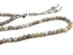 Crystal Souq Natural Grey Stripe Agate 99-Bead Tasbeeh – Balancing Gemstone Misbaha & Prayer Necklace - Image 2