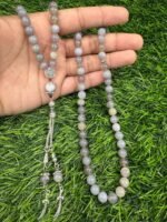Crystal Souq Natural Grey Stripe Agate 99-Bead Tasbeeh – Balancing Gemstone Misbaha & Prayer Necklace - Image 3