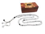 Howlite Gemstone 99 beads Islamic Prayer Beads Misbaha Stone Tasbih Tasbeeh, Stone Howlite, Bead Size 8 mm, Wooden Gift Box - Image 2