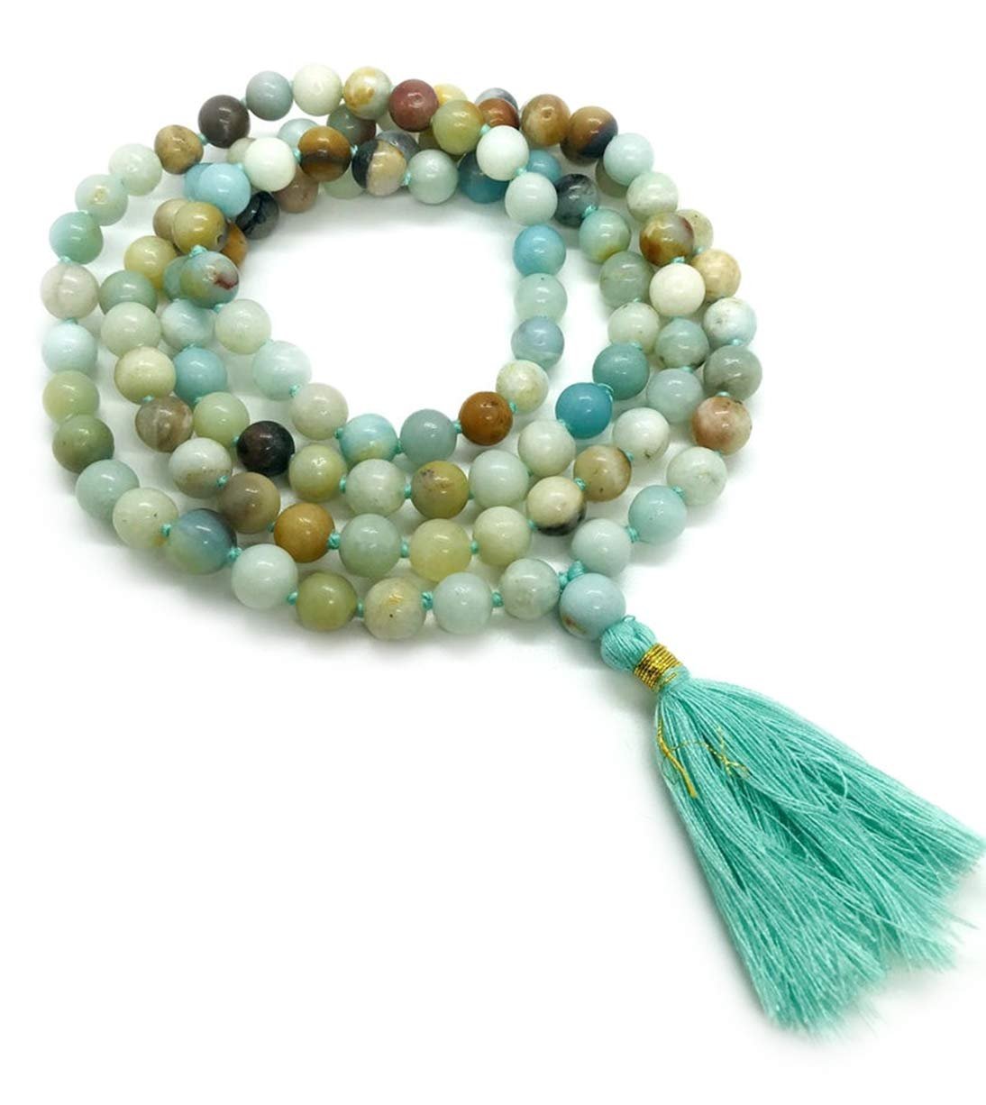 mala_amazonite_8mm_1 Natural Matte Amazonite 108-Bead Mala (8mm) – Communication & Harmony Japa Necklace - Image 1