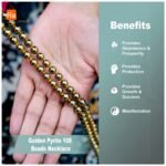Natural Golden Pyrite 108-Bead Mala (8mm) – Wealth, Abundance & Luck Japa Necklace - Image 4