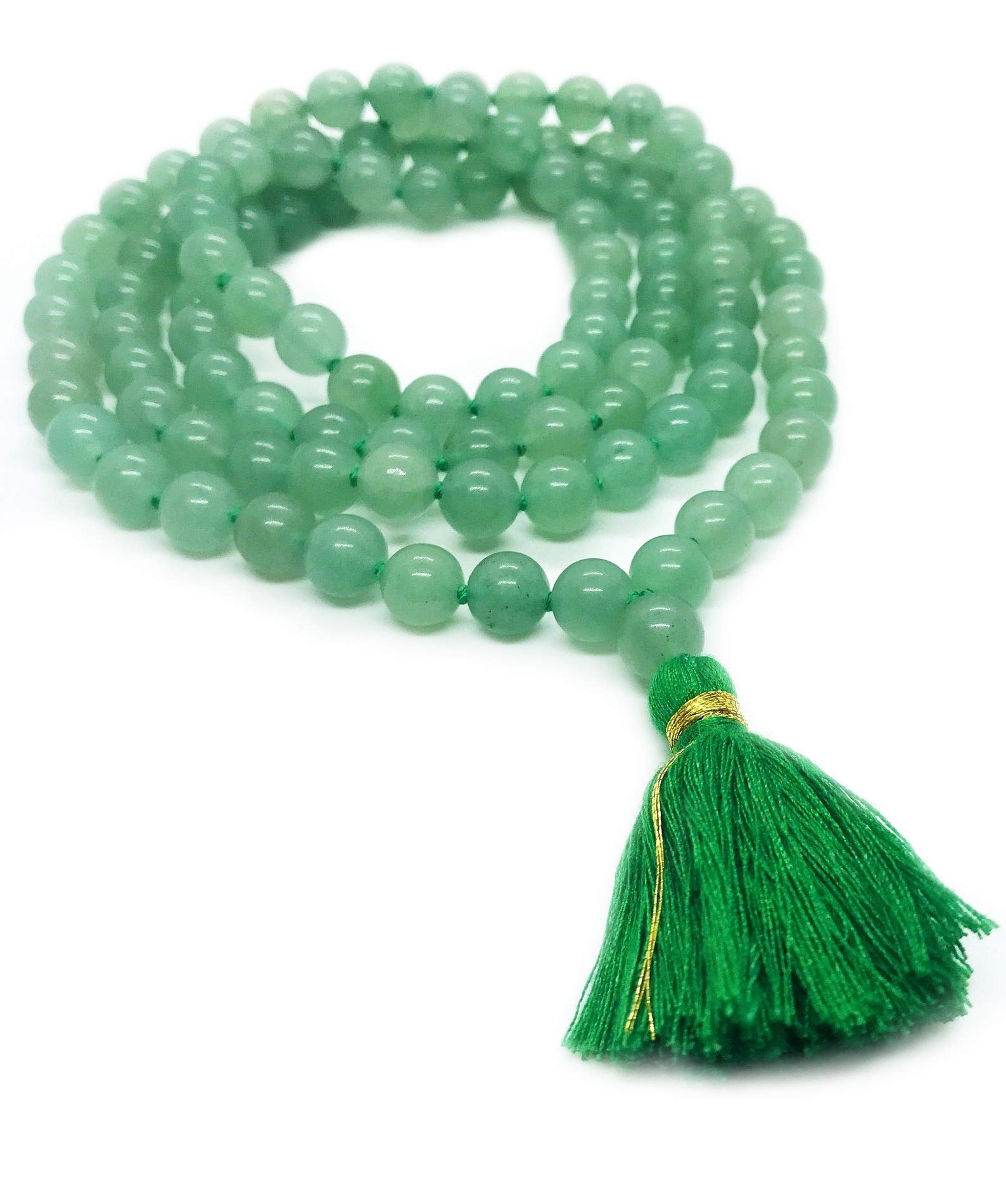mala_green_aventurine_8mm_1 Natural Green Aventurine 108-Bead Mala (6mm) – Luck & Leadership Hand-Knotted Necklace with Lab Certificate - Image 1
