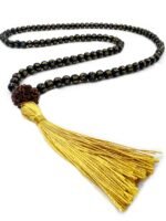 Obsidian Om Mani Padme Hum 108-Bead Mala (8mm) – Grounding & Mantra Meditation Prayer Necklace