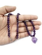 Natural Amethyst Quartz Necklace with Pendulum Pendant (6mm) – February Birthstone for Positivity & Protection - Image 2