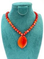 Natural Carnelian Beads & Pendant Necklace – Healing Crystal Jewelry with Adjustable Macramé Slider for Women - Image 2