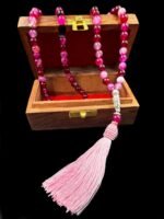 Crystal Souq Natural Pink Stripe Agate 99-Bead Tasbeeh – Healing Gemstone Misbaha with Wooden Gift Box - Image 5