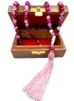 Crystal Souq Natural Pink Stripe Agate 99-Bead Tasbeeh – Healing Gemstone Misbaha with Wooden Gift Box - Image 6