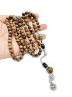 Natural Tiger Eye Stone Beads Misbaha Tasbeeh Islamic Prayer 99 Beads Tasbih,  with Wooden Gift Box - Image 4