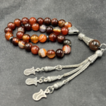 Natural Dream Agate Stone Misbaha Prayer Beads Tasbeeh 33 Beads, 8 MM, Set of 3 Tasbih - Image 5