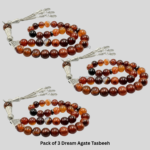 Natural Dream Agate Stone Misbaha Prayer Beads Tasbeeh 33 Beads, 8 MM, Set of 3 Tasbih - Image 2