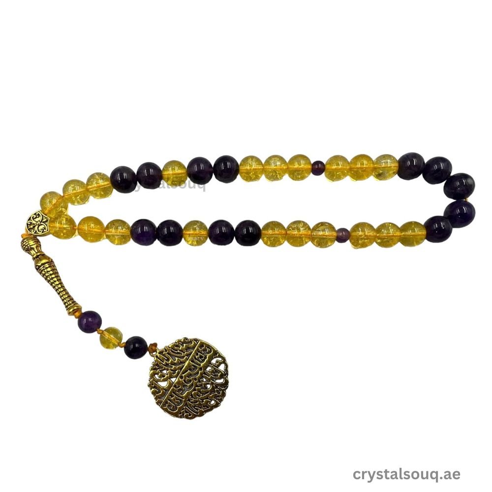 Citrine Amethyst 33 Beads Tasbeeh CRYSTAL SOUQ Citrine Amethyst Beads Tasbeeh 33 Beads Misbaha