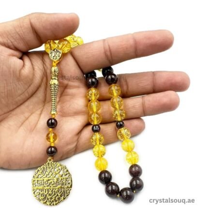 CRYSTAL SOUQ Natural Citrine Garnet Beads Tasbeeh 33 Beads Misbaha