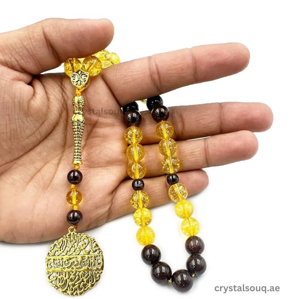 CRYSTAL SOUQ Natural Citrine Garnet 33 Beads Tasbeeh CRYSTAL SOUQ Natural Citrine Garnet Beads Tasbeeh 33 Beads Misbaha