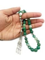 Islamic Prayer 33 Beads Agate Tasbih | Natural Stone Misbaha Tasbeeh for Unisex Adults | For Peaceful Meditation and Spiritual Connection | Bead Size 10 MM | Gift Box Included - Image 3